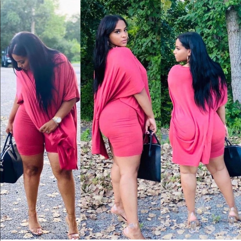 BIKER SHORTS OVERSIZED TOP WITH SPLIT SET